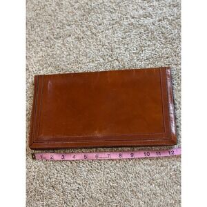 Foleys Leather Clutch Bag Brown Envelope Style Made in Italy VTG